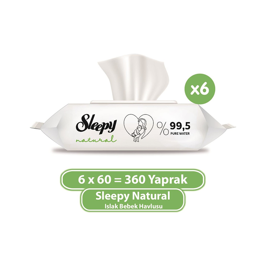 Sleepy Natural Yenidoğan Islak Bebek Bakım Havlusu 6x60 360 Yaprak